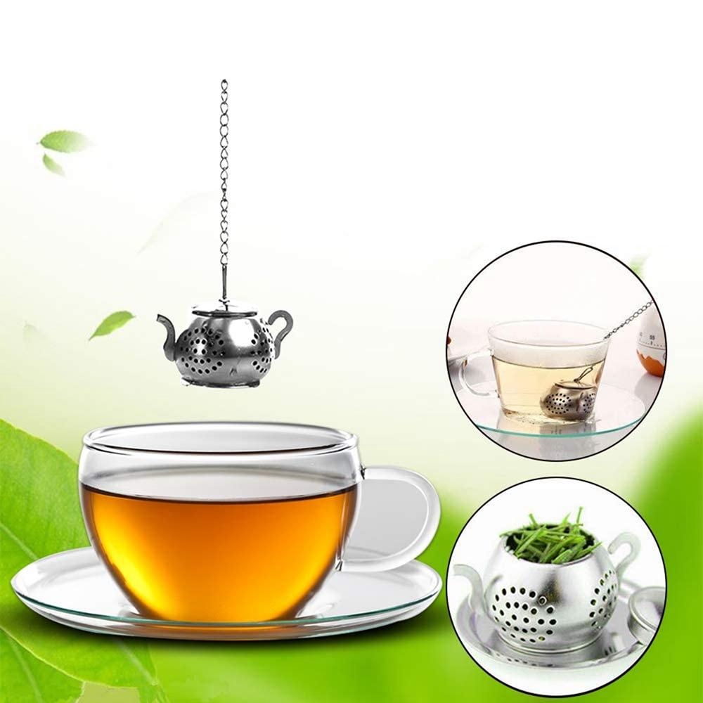 Tea Defusers Teapot-shaped Design Reusable with Extended Chain Hook
