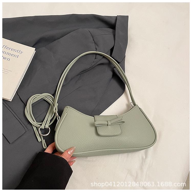

Bow niche bag women s 2025 new trendy fashion versatile shoulder underarm bag work commuter handbag зелений