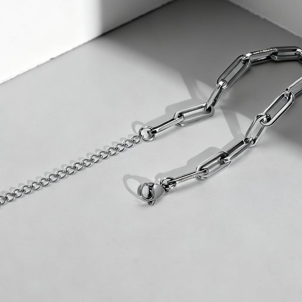 Stainless Steel Paperclip Chain Bracelet Metal Simple Bracelet For Women Men Silver Plated Punk Jewelry Gifts