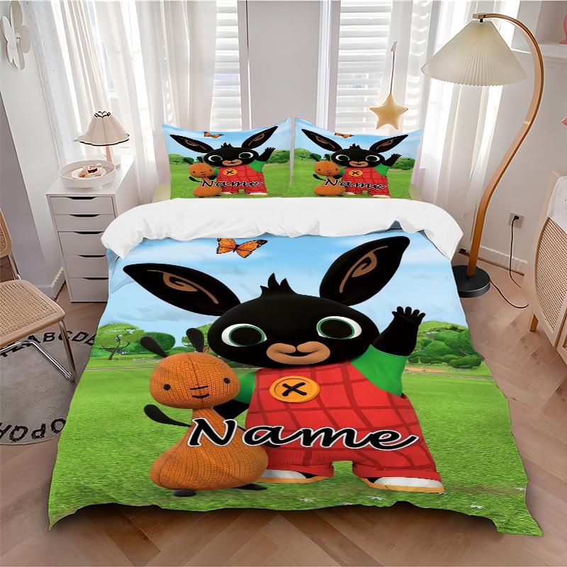 Custom Textile Bunny Friends Bedding 3 Piece Set HD Print Duvet Cover Pillowcases for Teens Adult Bedroom Decoration