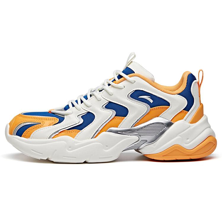 New Anta Full Credit Anti Slip Wear Resistant Low Top Chunky Sneakers White Yellow Blue 112018882-3