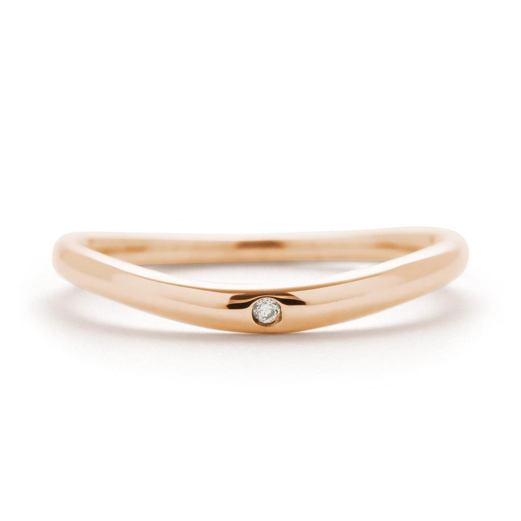 LEGAN Pink Gold Diamond Size K10PG Slim Wedding Made in Japan Ring, 15, Women's Band,
