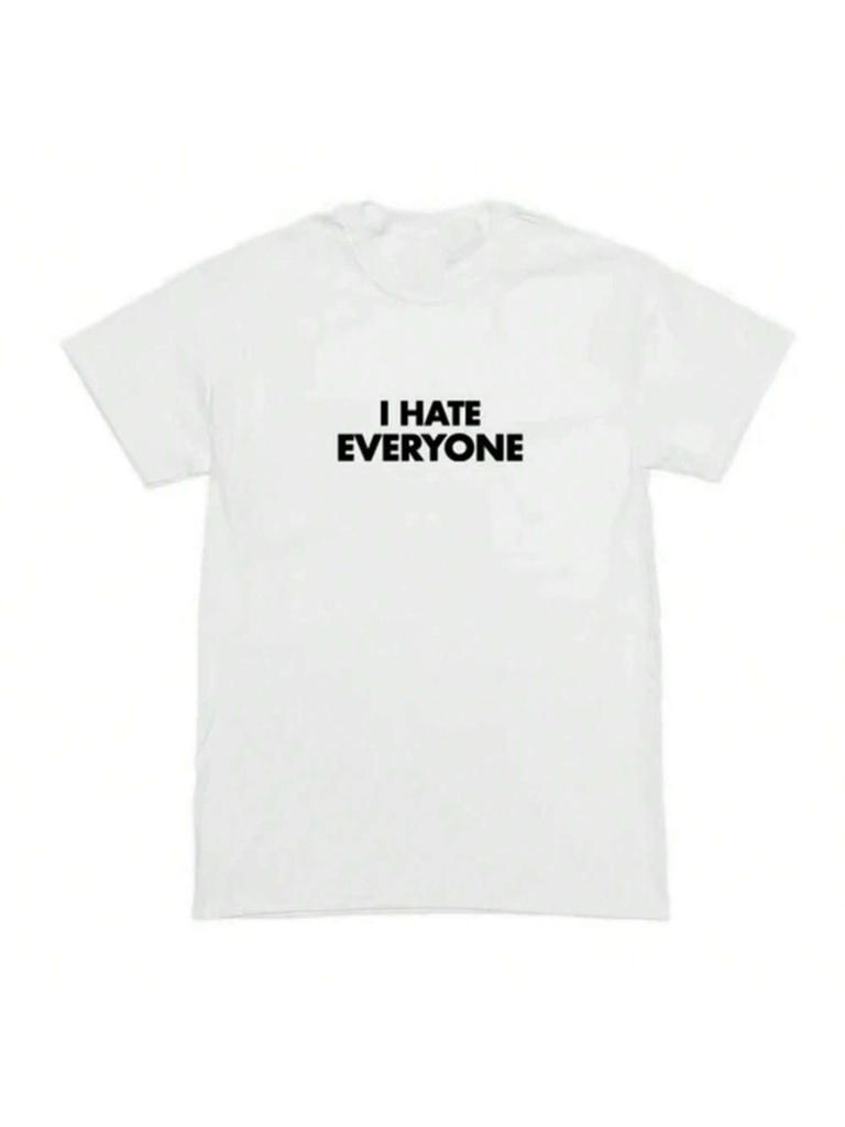 I Hate Everyone Alphabet Print Harajuku Vintage Oversized T-Shirt Street Summer Short Sleeve Casual Women T-Shirt Y2k Clothing