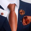 Brown Paisley Men's Tie, Pocket Square, Cufflinks & Boutonniere Set for Business Formal Wear.