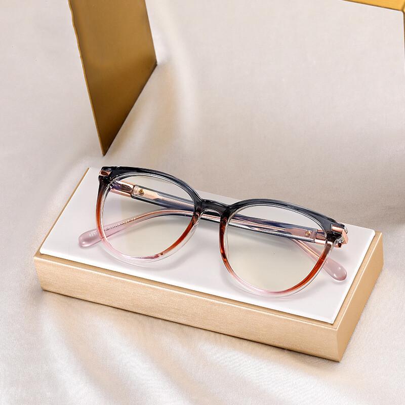 Retro Anti- Blue Lightweight Cat Eye TR90 Eyeglasses Female Luxury Brand Design Trend Prescription Optical Eye Eyeglasses Frames + 1 .5+2+3