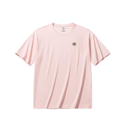 Comfortable Breathable Solid Color Round Neck Casual Short Sleeve T-Shirt Unisex Tops Ice-Cream-Pink 972528116-3