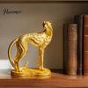 Gold Leopard Statue 3D Printed Cheetah Ornament, Modern Standing Sculpture, Decorative Minimalist Living Room Art Animal Figurine with Stable Base for