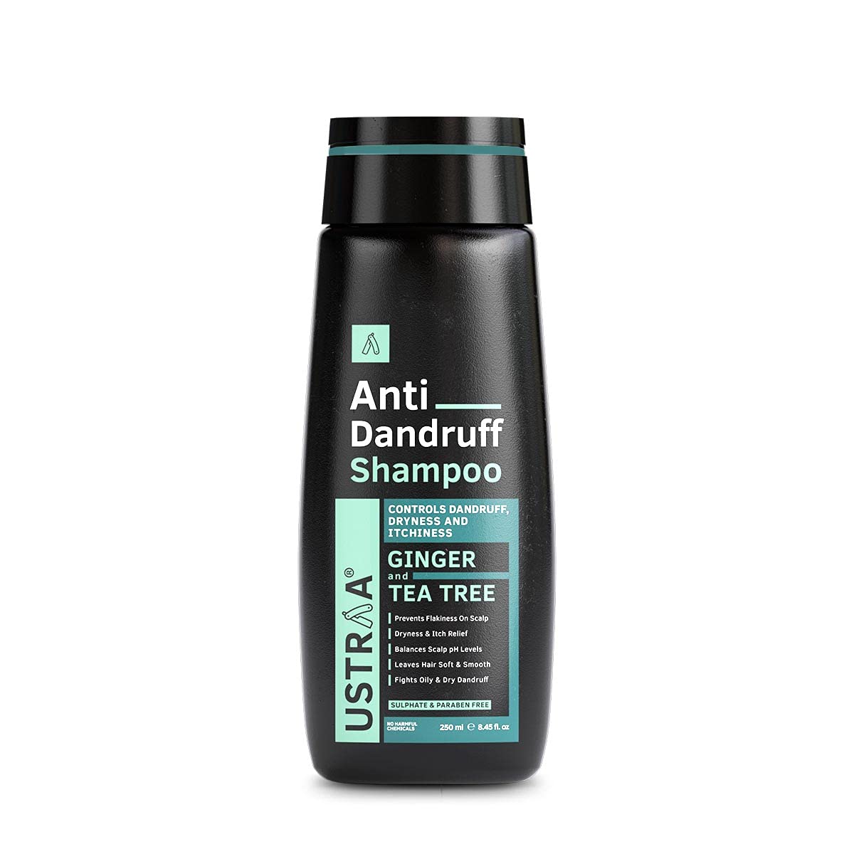 Ustraa Anti-Dandruff Shampoo 250ml - With Climbazole, Ginger & Tea Tree Oil, Controls Dandruff, No Sulphates, No Parabens, No Silicone, No Mineral