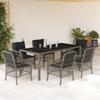 Vidaxl 7-Cz. Set di Mobili da Giardino con Cuscini, Grigio, Rattan PE