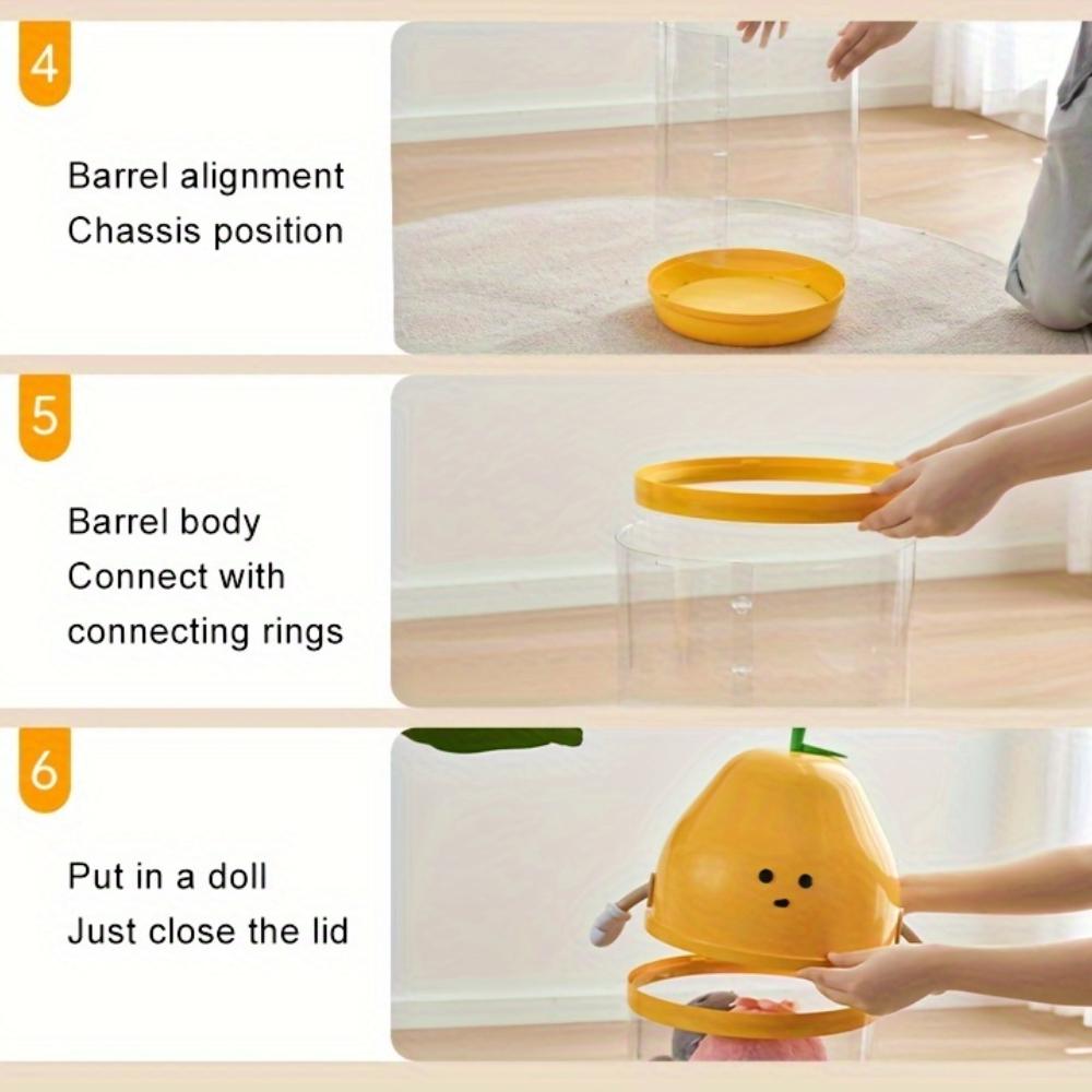 Plush Toy Storage Organizer,Stackable Transparent Cylindrical Containers with Lids, Large Capacity for Dolls,Muppets,Playroom Organizer,Playful Design