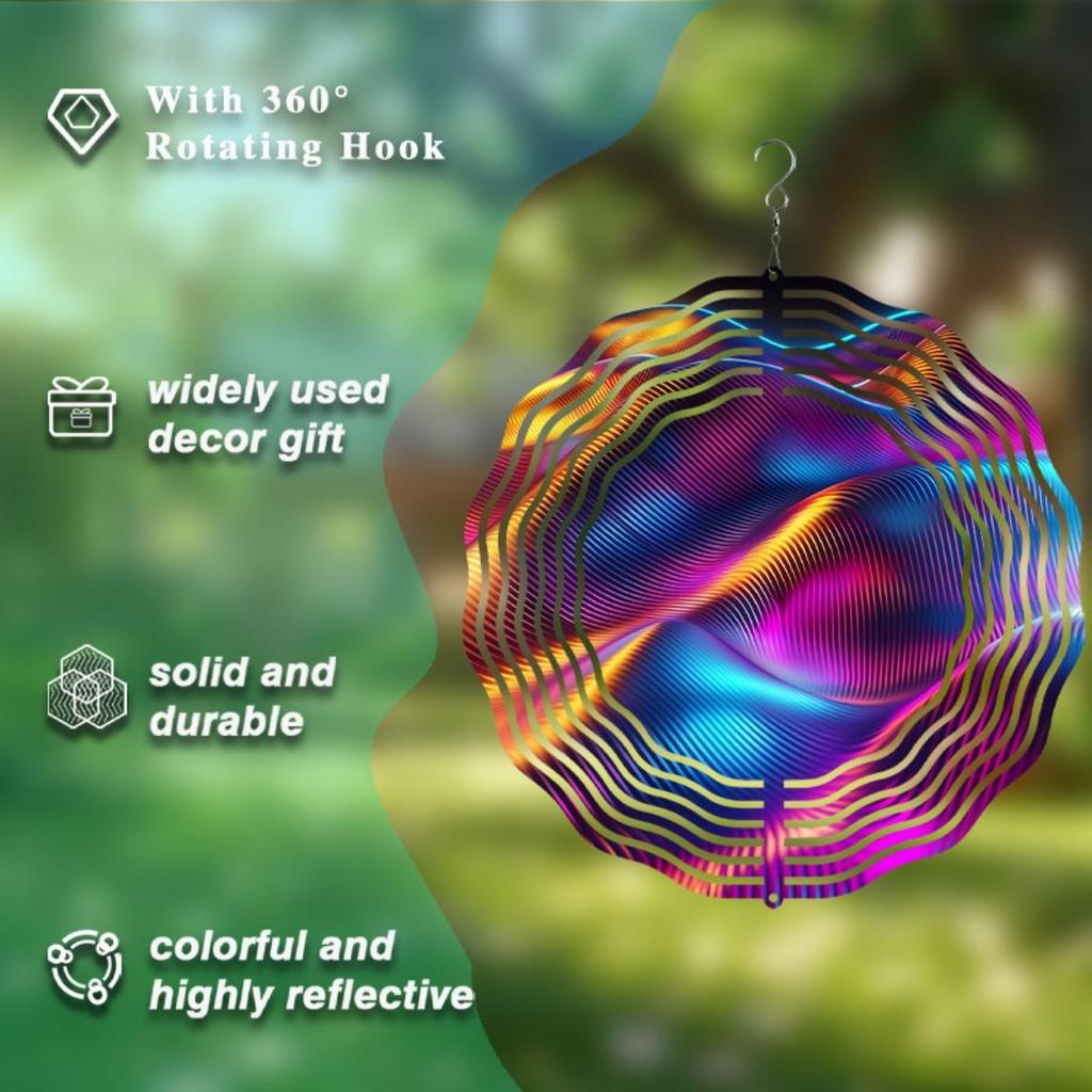 10 Inch Metal Wind Chime with Swivel Hook Vibrant Iridescent Reflective Design for Garden Patio Decor All Season Gift