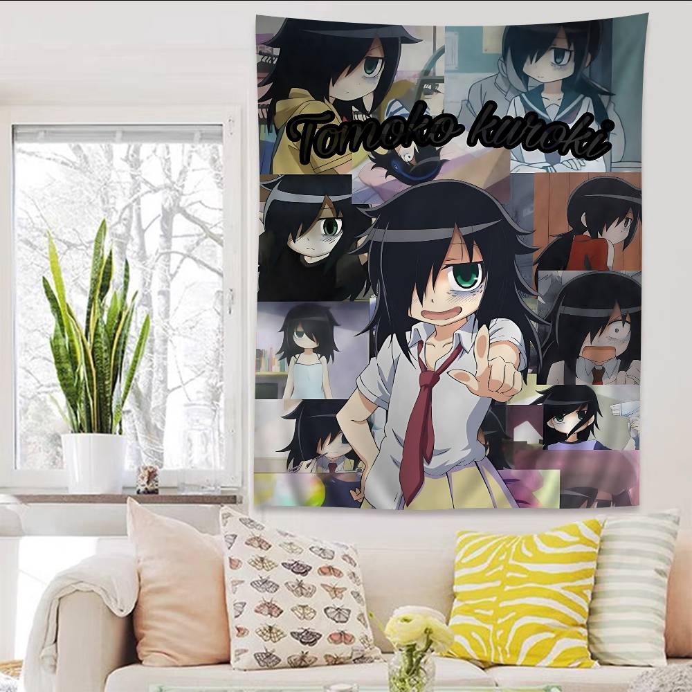 Anime Watamote Kuroki Tomoko Colorful Tapestry Wall Hanging Bohemian Wall Tapestries Mandala Wall Hanging Sheets