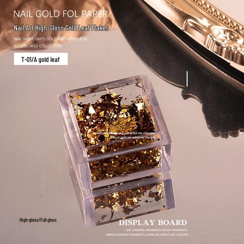 High-Gloss Gold & Silver Foil Flakes: Nail Art Stickers and Sequins