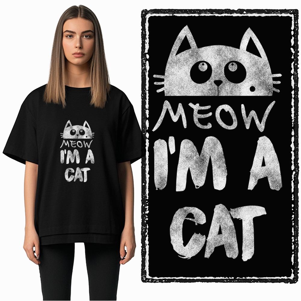 Coolmind DB 100% Baumwolle Katzenprint Exklusiver Grafik Damen T-Shirt Cooles SCHWARZES Damen T-Shirt Übergröße T-Shirt für Damen T-Shirt