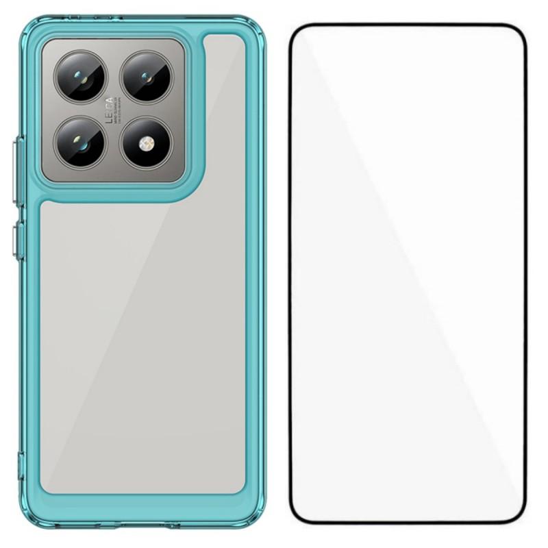 For Xiaomi 14T Phone Case WANLONFENG XC Series TPU Acrylic Cover with Tempered Glass (Big Lens Hole)