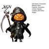 Spooky Pumpkin Collectibles Halloween Reaper Statue, Resin Hooded Ornament, Black Robe Figurine Versatile Window Display Decor with Sickle Desktop