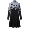 Ladies Fashion Print Half High Neck Long  Sleeve  Loose Straight  Dress
