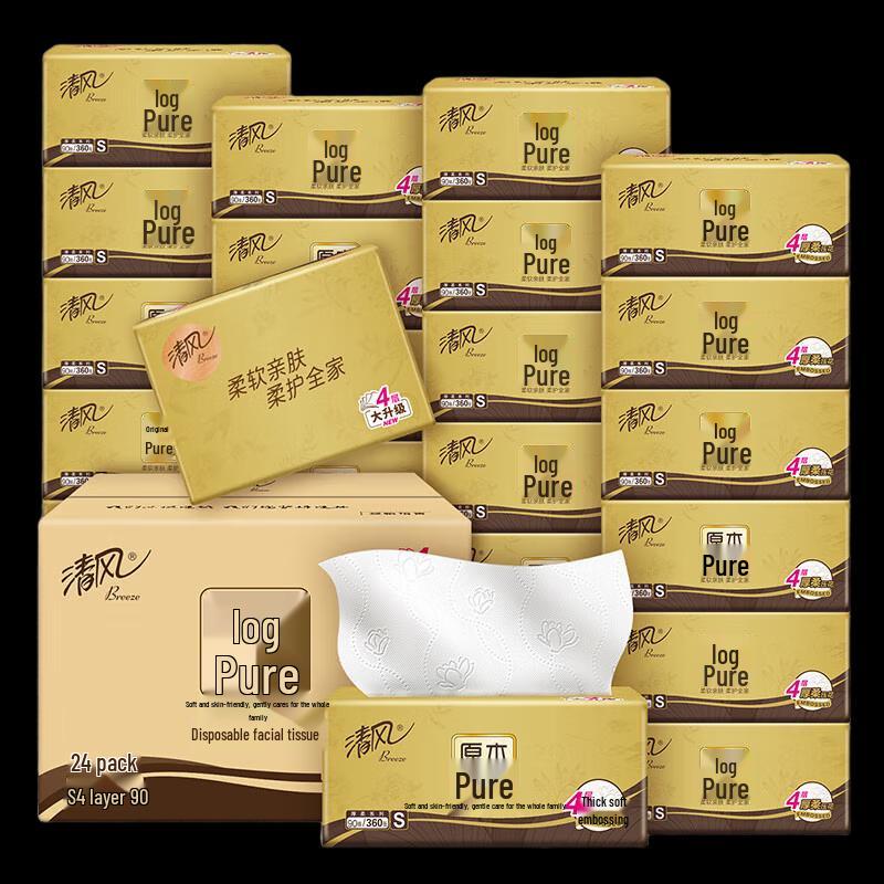 Breeze Original Wood Gold Pack 4-Ply Facial Tissues