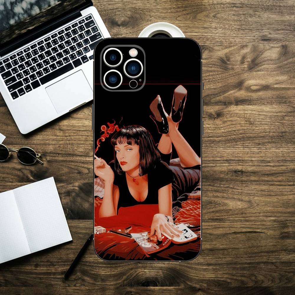 Pulp Fiction Movie Poster Phone Case For iPhone 16,15,14,13,12,11,XS,XR,X,8,7,Pro,Max,Plus,mini Silicone Black Cover