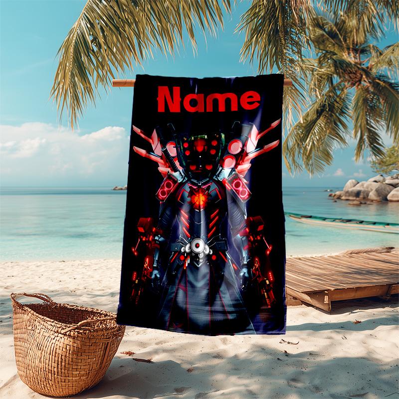 Personalized customized proof beach towel with Skibidi Toilet pattern - soft, absorbent,quick-drying,perfect swimming,camping&bathing