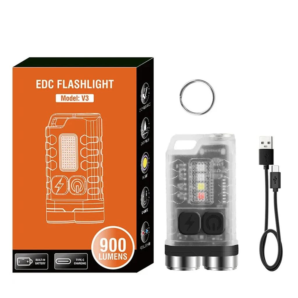 V3 Led Keychain Portable Flashlight Mini Usb Waterproof For Diving Type C Charger High Power Rechargeable Flashlights Powered Uv