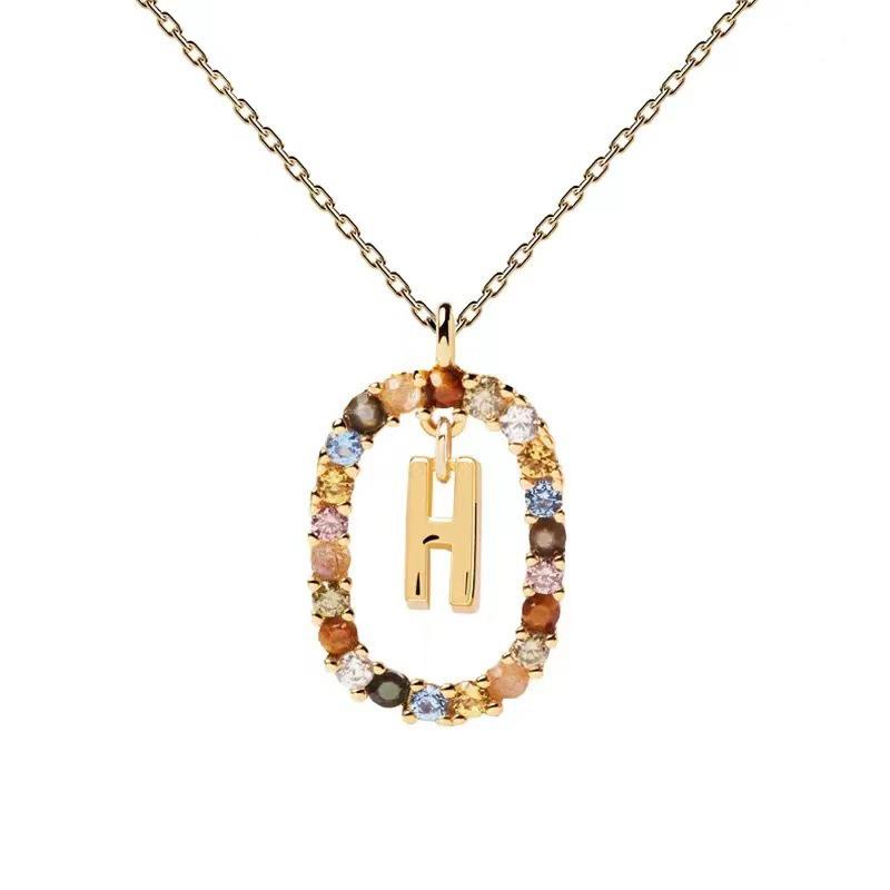European & American Spanish Zircon Alphabet Necklace - Stylish Clavicle Chain Pendant