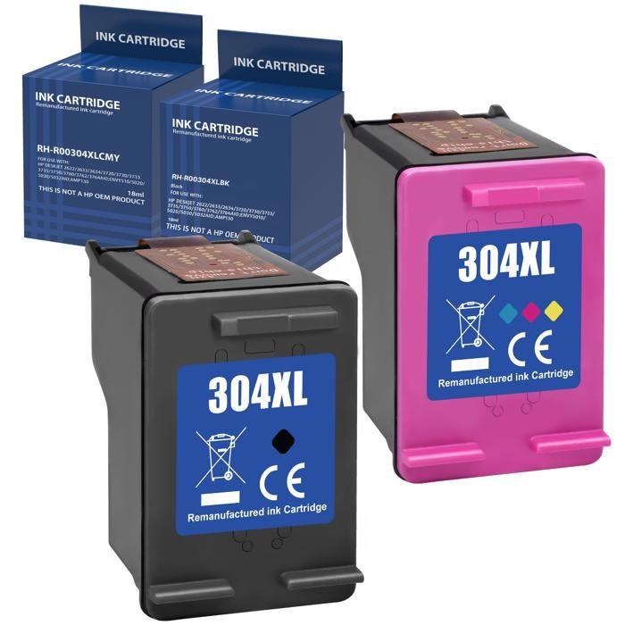 Cartouche d'encre remplacement HP 304XL Noir Couleur compatible DeskJet 2600 2620 2630 3720 3730 3750 Envy 5000 5010 5020 5030 5050