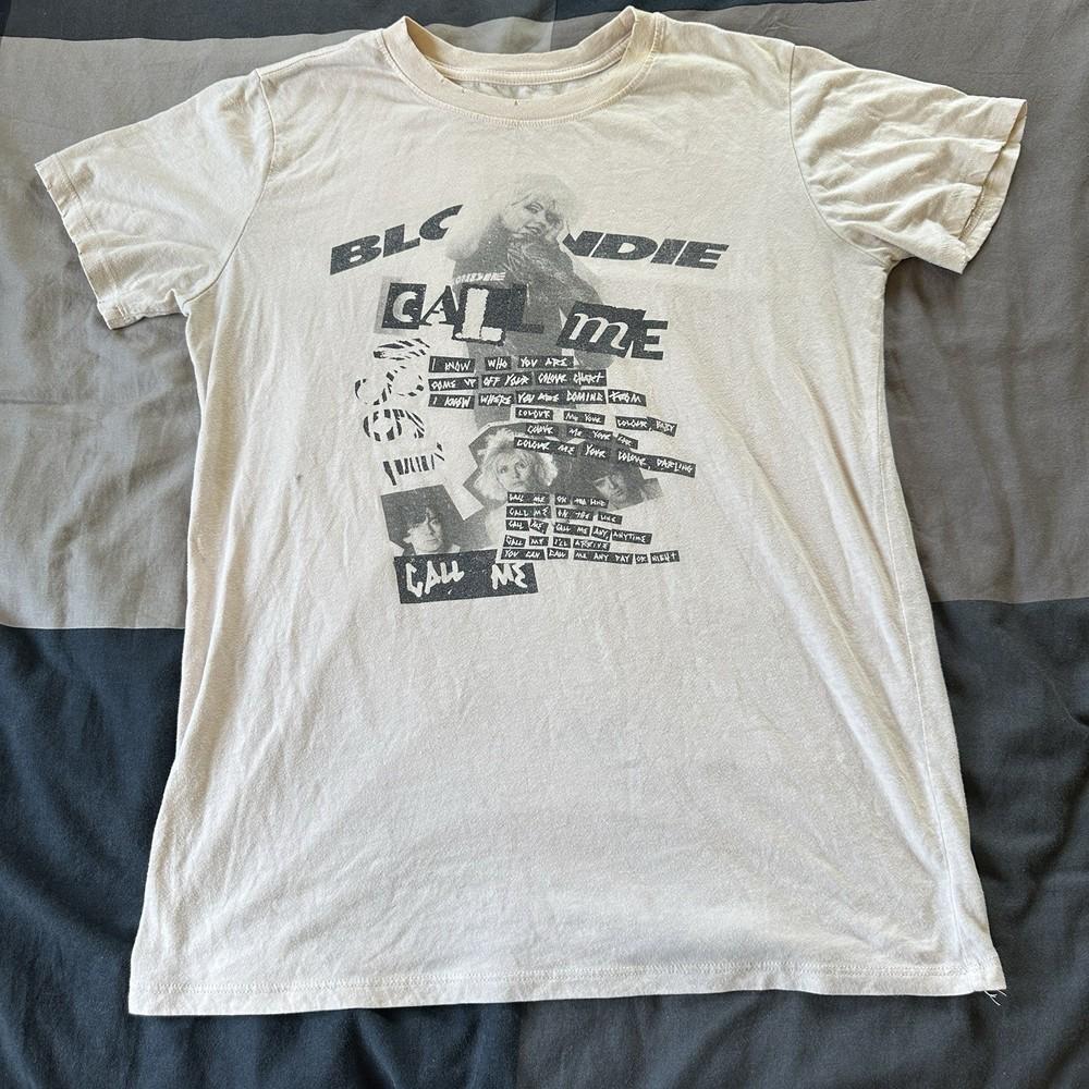 Blondie Size S Call Me Off White Color Distressed Band Tee Unisex T-Shirt S