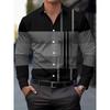 2026 Men Slim Fit Long Sleeve Geometric Line Print Dress Shirt Formal Business Casual Button Down Office Top Camisa Masculina
