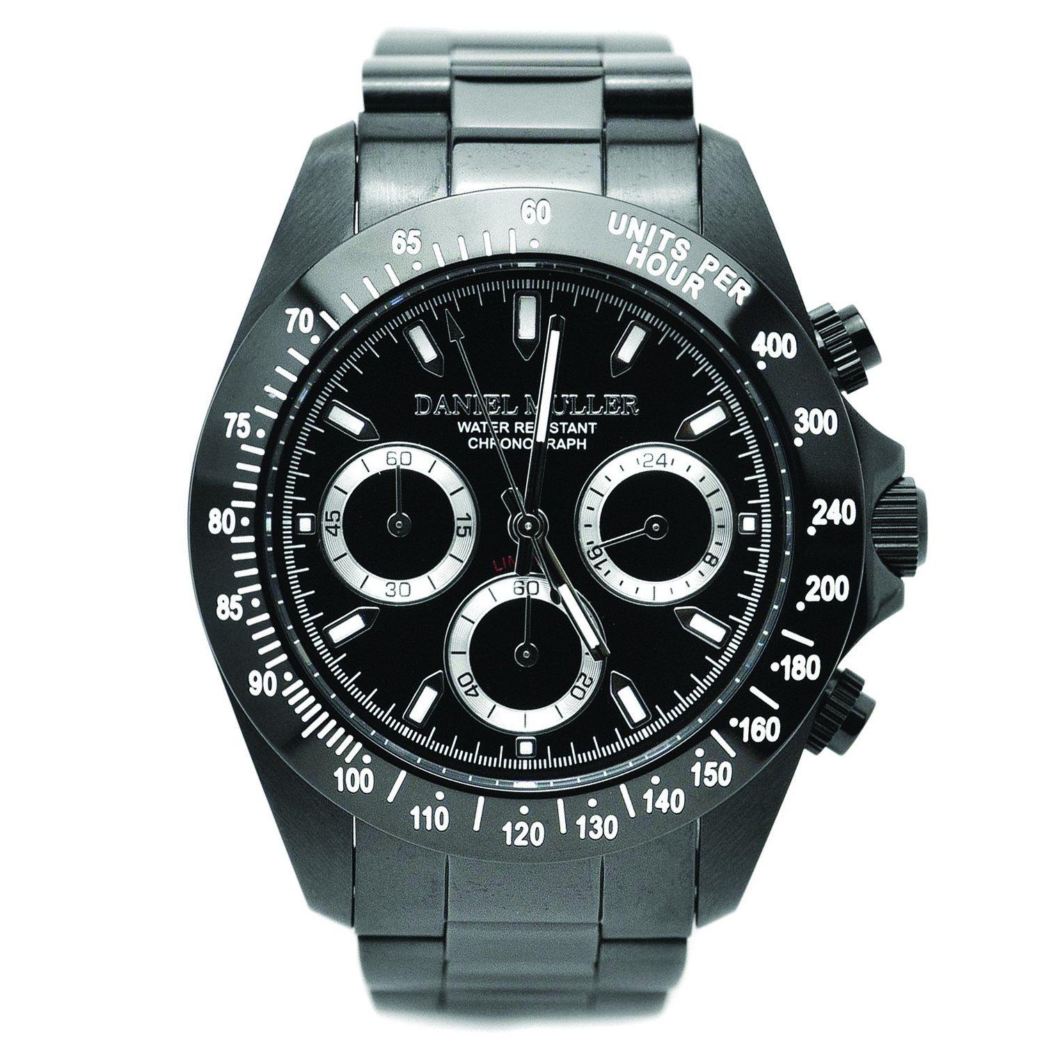 

DANIEL MULLER Watch All Stainless Steel BLACK DIAL Chronograph Watch Black x Silver [Daniel Muller] Men s DM-2027BKS