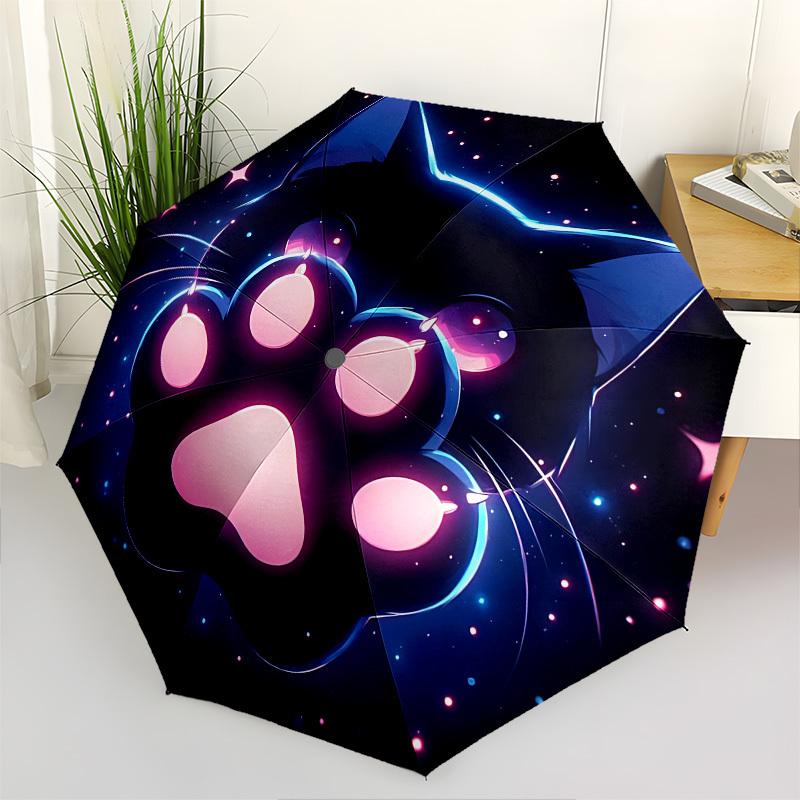 

Neon Cat,Paw Print Automatic Folding Umbrella Compact 8 rib Design,Unique Style,Suitable for Everyday Outdoor Use,Perfect Gift for Fri