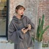 Autumn Winter Velvet Hooded Oversized Hoodie Women Loose Top Letter Print for Student Ladies