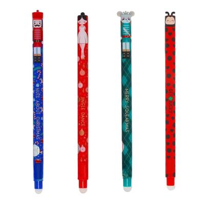 Erasable Gel Pen with Reusable Eraser Cute Lucky Ladybug Design Pen Smooth Writing Clean Erasing Pen for School Office