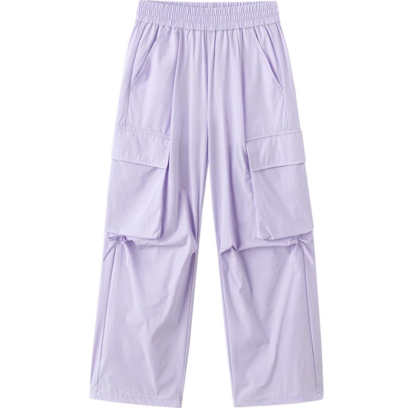 Balabala Girls' Summer Thin Quick-Dry Cargo Pants