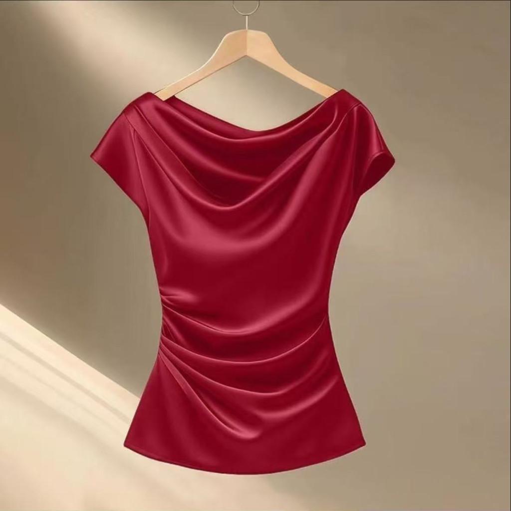 Silk Blouse For Women Summer Elegant Style With Loose Fit And Crew Neck