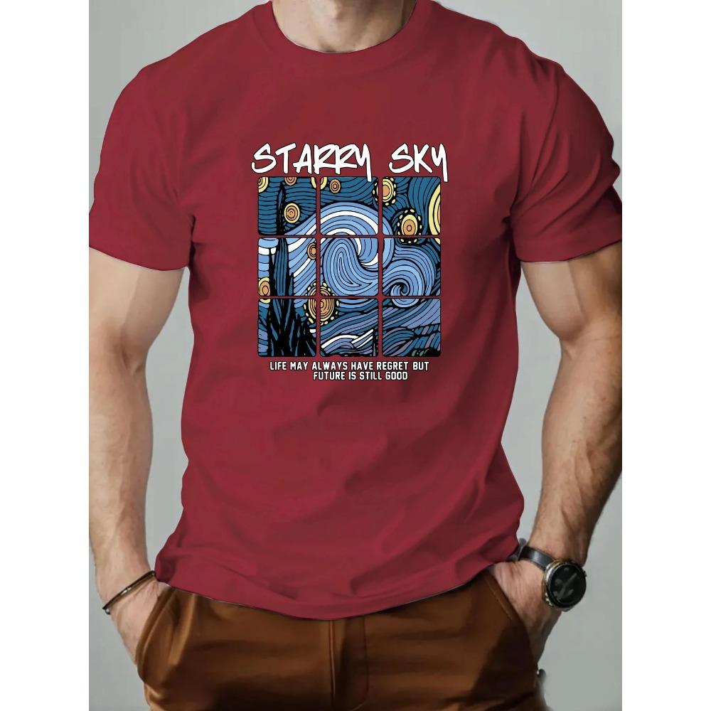 T-Shirt Cotton Oil Painting Pattern Print Summer Oversized Round Neck Breathable Casual Short Sleeve Fashion T Shirt