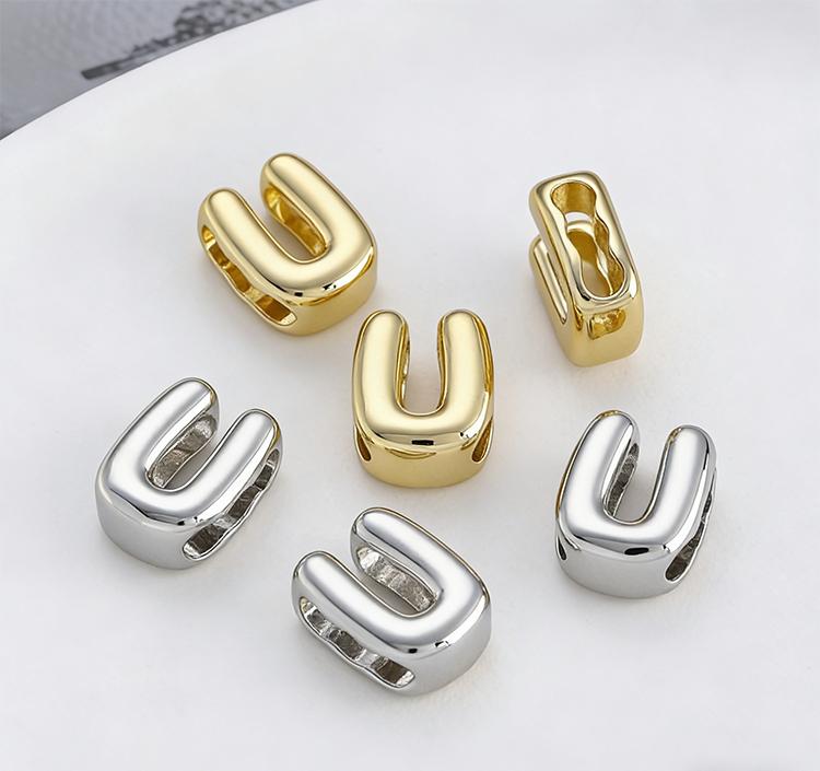 1pc Alphabet Bead Polished Design Mini 3D Bubble 26 Letter Charm for DIY Necklace Bracelet Jewelry Making