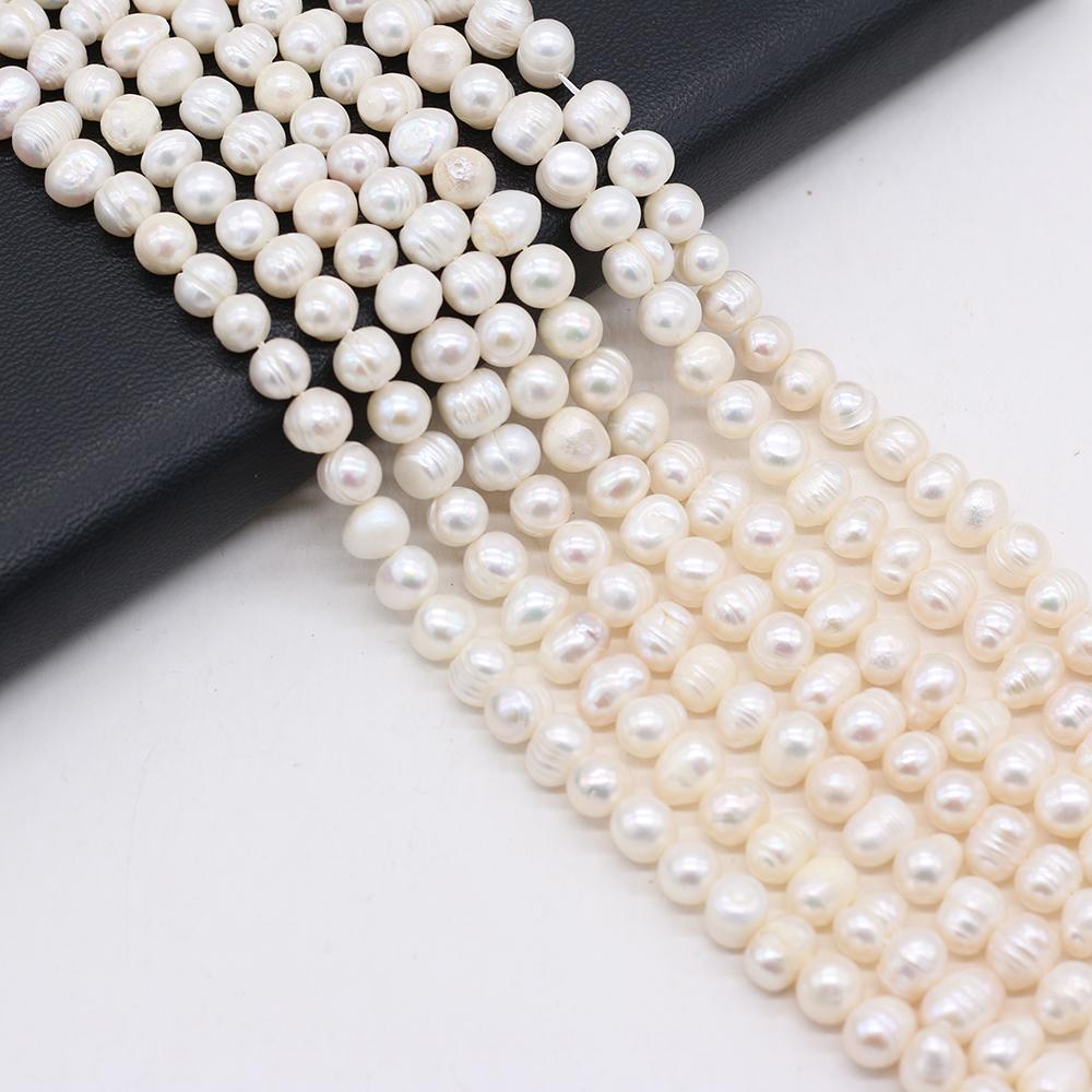 Luxury Natural Freshwater Near Round Pearls 7-8mm, 36cm Strand Handmade Wedding Jewelry Accessories