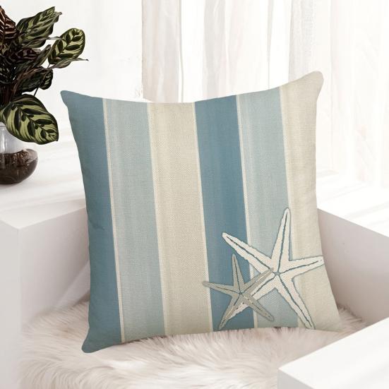 Ocean Style Pillowcase, Fade Resistant Cushion Cover, with Plants Shells Design, Pillow Case for Sofa Couch Decoration