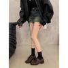 2025 autumn and winter new retro thick-soled square head lace-up loafers women's shoes fashion temperament versatile single shoes