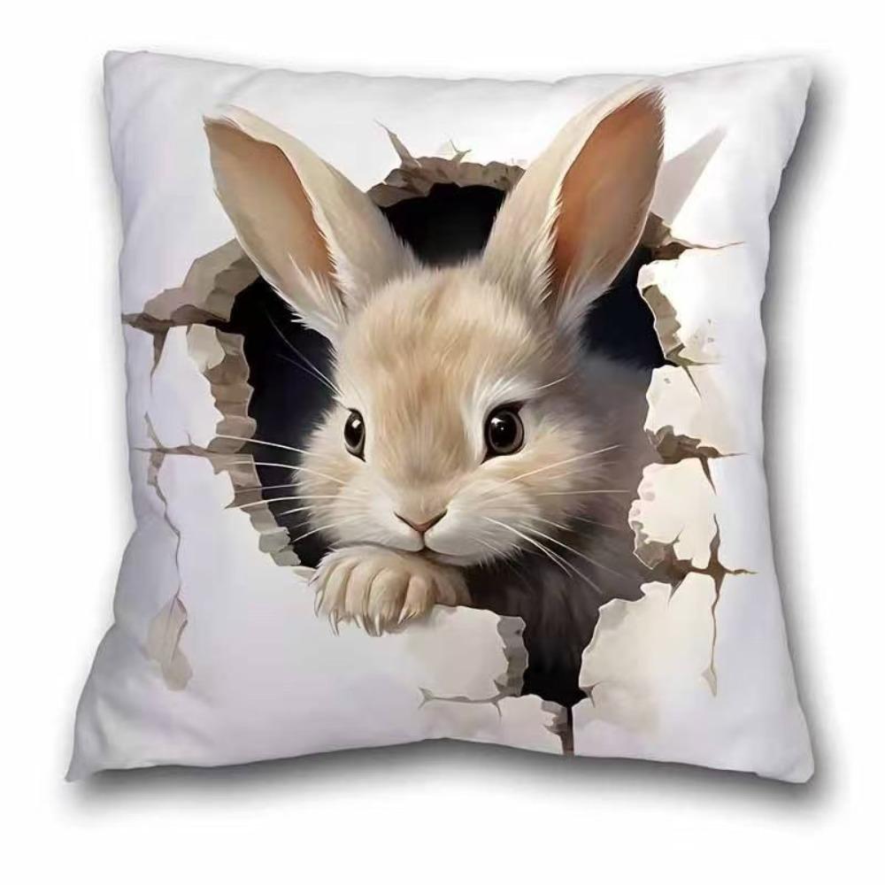Sofa Pillow Pillowcase Skin-friendly Short Plush Cute Animal Cat Pillow Cover Living Room Cushion Cover Without Core