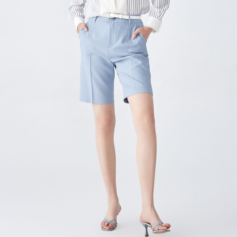 

Обег Тонкий Летний С Завышенной Талией Прямой Короткий Брючный Костюм Fog Blue 160/S/36