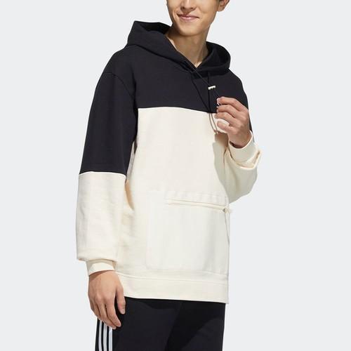 adidas casual sports pullover hoodie with color blocks, unisex,
