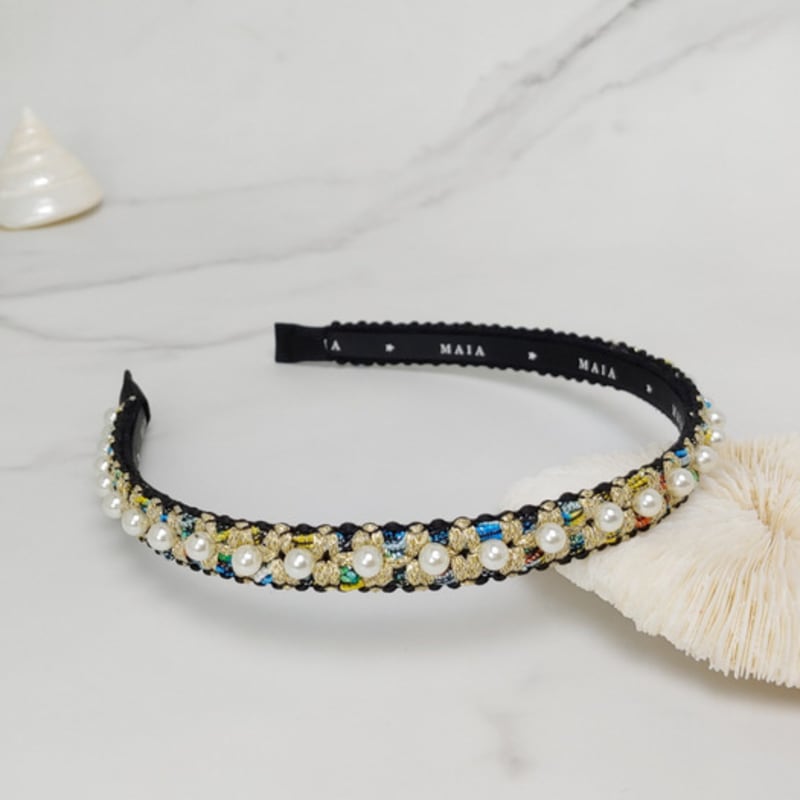MAIA Pearl Bead Headband - Gold