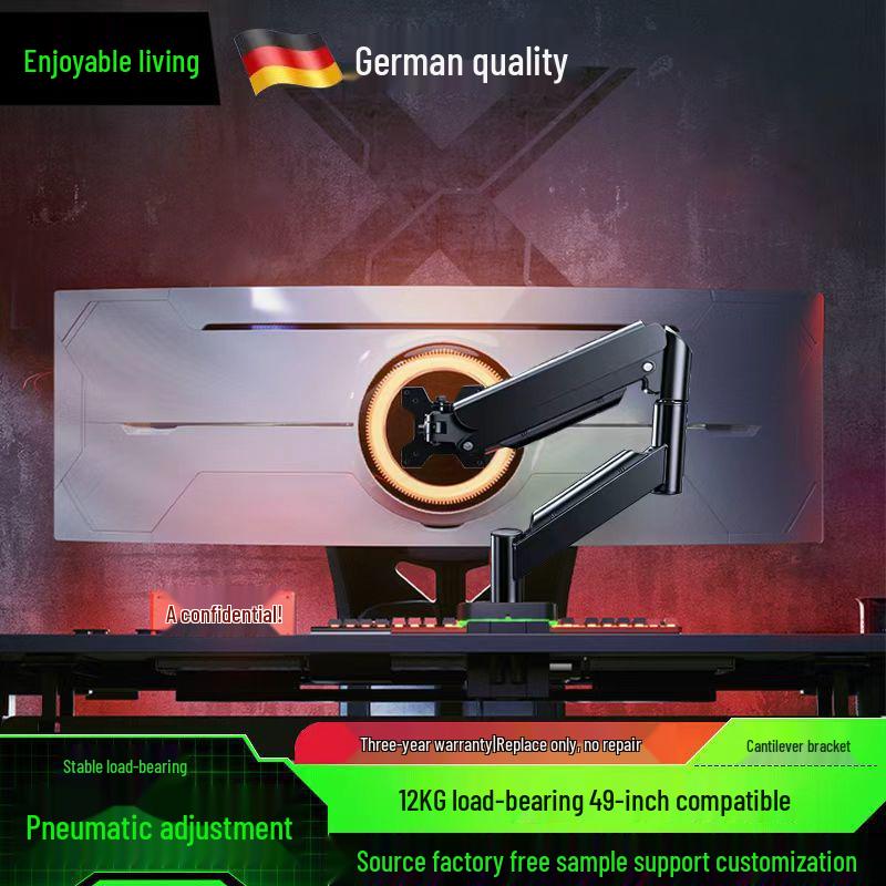 

Gas Spring Height Adjustable Monitor Stand with Rotating Arm - No-Drill Installation