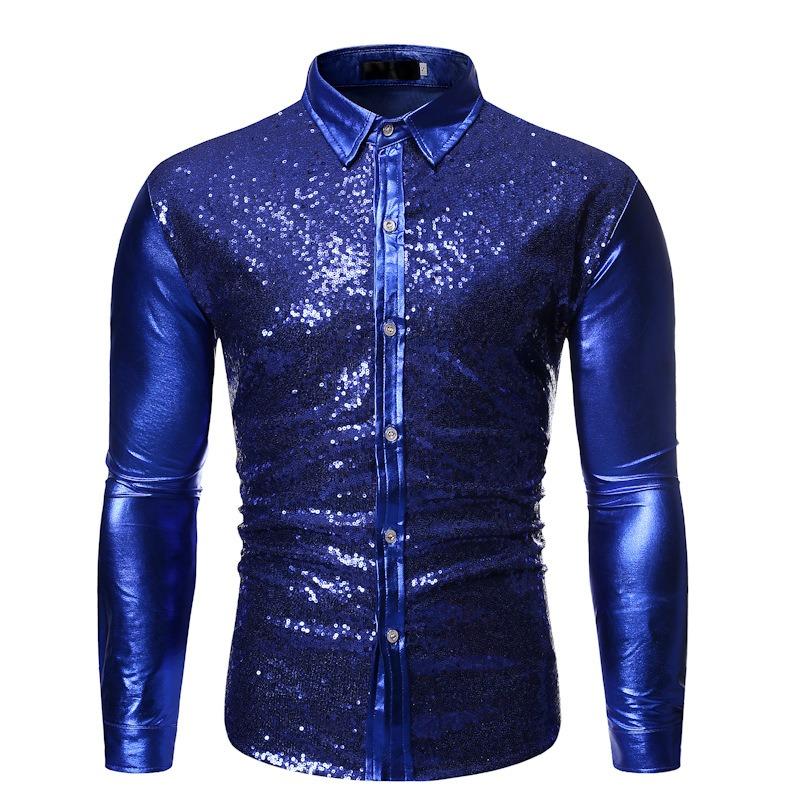 Autumn Cash Multicolor Cool Sequins Gilded Dance Clothes Shirt