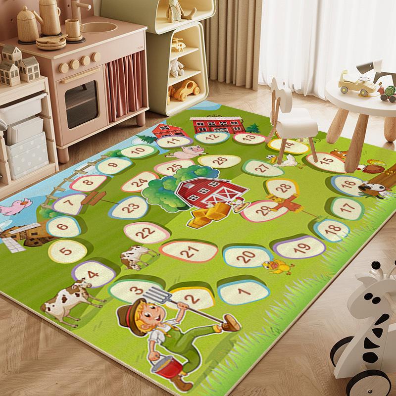 Baby Climbing Mat Household Full Of Dirt-Resistant Washable Crystal Velvet Carpet Kindergarten Children'S Early Education Game Carpet