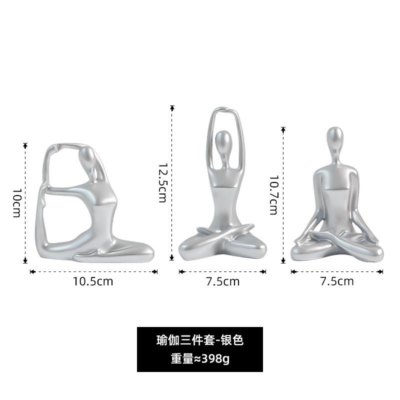 3Pcs Yoga Women Statue Yoga Figures Abstract YogaGirl Figurine Resin Yoga Pose Figurine Statue Decorative  Figurine Sculpture