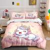 Cute unicorn with candy cloud Pattern Duvet Cover Set Digital Print Polyester Bedding with Zipper Closur for kids gifts