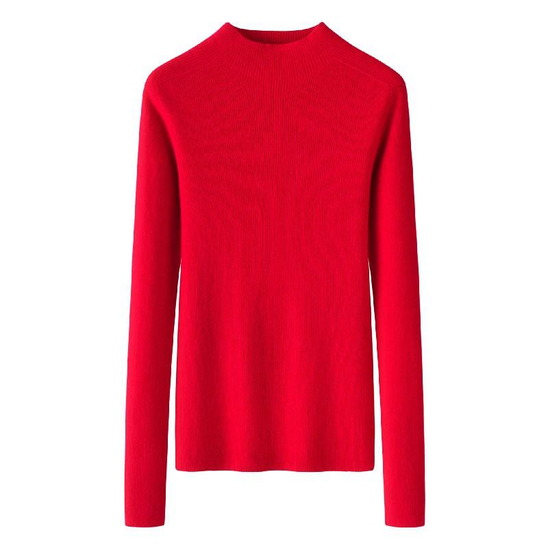 Women’s Slim-Fit Semi-High Neck 100% Pure Cashmere Sweater for Autumn/Winter